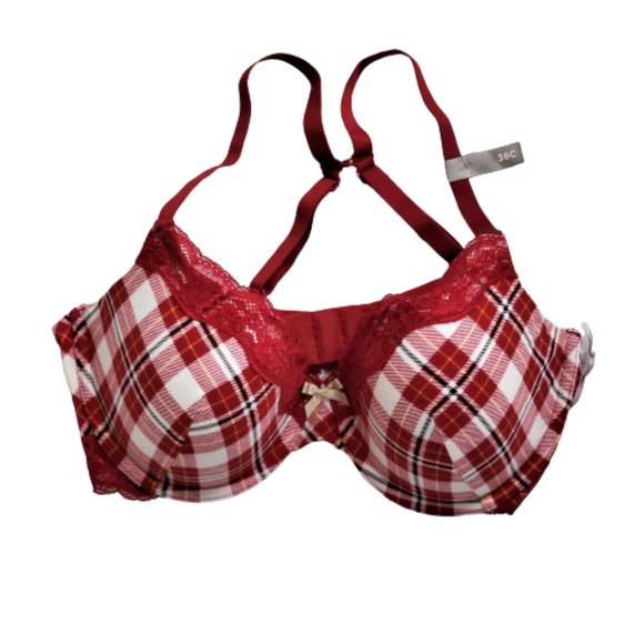 Ambrielle Other - Size 36C Ambrielle Organic Cotton Demi Classic Racerback Red Plaid Bra NWT